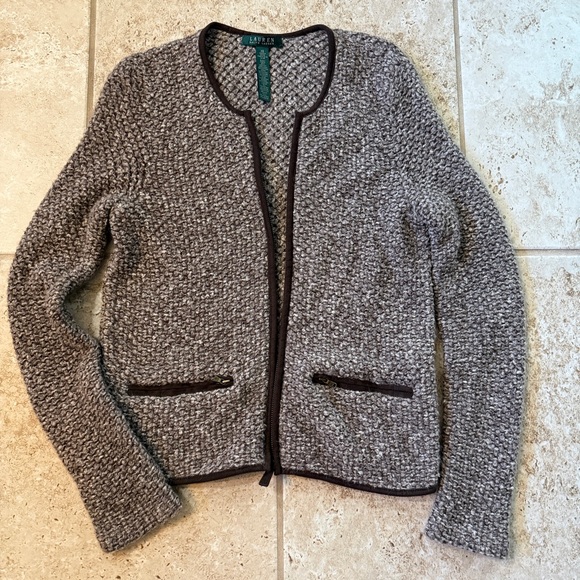 Lauren Ralph Lauren Marbled Tweed Looking Knit Cardigan Sweater XS - Picture 2 of 8
